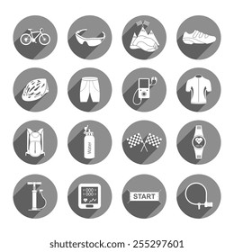 Bicycles. Isolated vector bike accessories set. Spare parts for bicycle vector big icons set - Stock Vector.