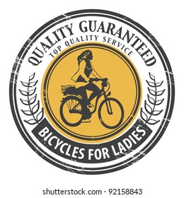 Bicycles for Ladies stamp, vector illustration