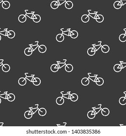 Bicycles on the asphalt, road, vector seamless pattern for fabric, package, wraping.