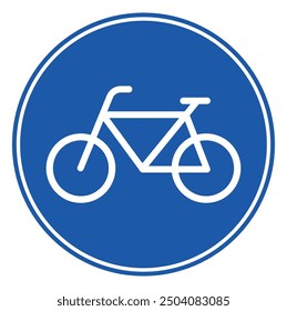 Solo bicicletas Vector de señales de tráfico. Tráfico. Icono de la bici en fondo azul.