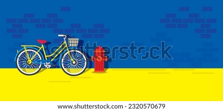 Similar – Image, Stock Photo Bicycle leaning against a tree in a piece of forest, blue sky in the background