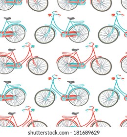 Bicycles seamless pattern