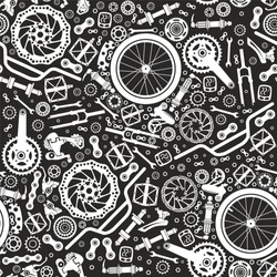 Bicycles. Seamless Pattern Of Bicycle Parts.
Isolated Vector Image.