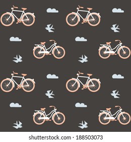 Bicycles seamless pattern. Vector.
