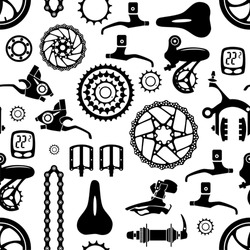 Bicycles. Seamless Vector Pattern With Bicycle Parts