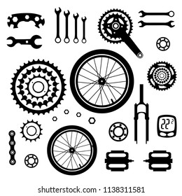 Bicycles. Set of bicycle parts
