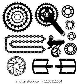 Bicycles. Set of bicycle parts