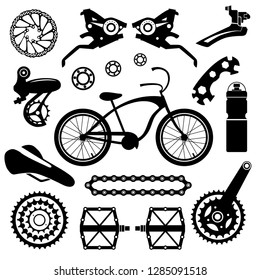 Bicycles. Set of bicycle parts