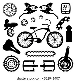 Bicycles. Set of bicycle parts