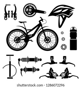 Bicycles. Set of bicycle parts. Isolated vector image.
