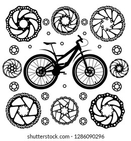 Bicycles. Set of bicycle parts. Isolated vector image.