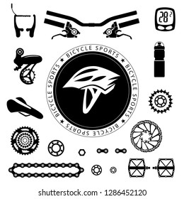 Bicycles. Set of bicycle parts.  Isolated vector image.