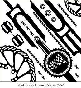 Bicycles. A set of bicycle parts. Vector.