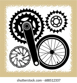 Bicycles. A set of bicycle parts. Vector.