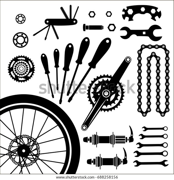 Bicycles Set Bicycle Parts Vector Stock Vector (Royalty Free) 688258156