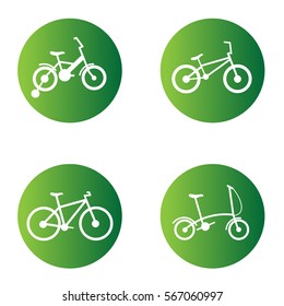 Bicycles Set. Icon. Green.Vector Illustration