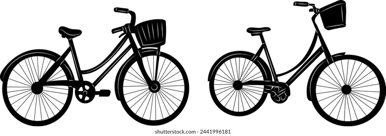 bicycles silhouette, on white background vector