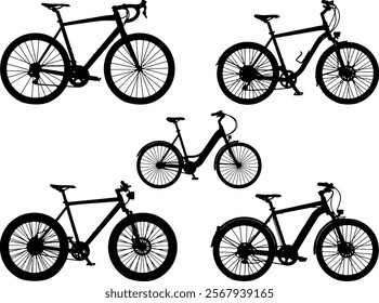 Bicycles silhouette on white background