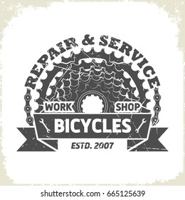 Bicycles sprocket logo design, monochrome style, vector