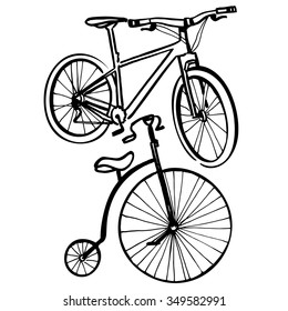 Bicycles, two bikes in sketch style.