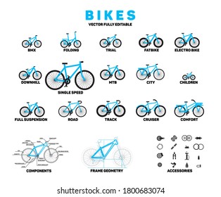 Bicicletas de varios tipos y accesorios.