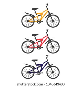 ilustración vectorial de bicicletas. Tres 
bicicletas de color