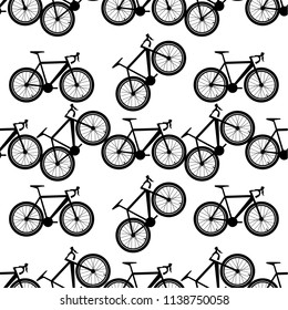 Bicycles. Vector Seamless Pattern.