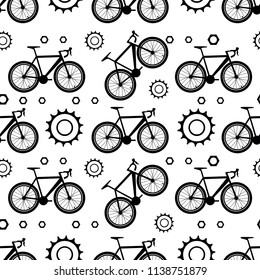 Bicycles. Vector Seamless Pattern.