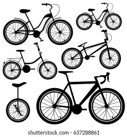 Bicycles. Vector set.