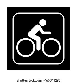 Bicycling icon. Flat vector illustration isolated on black background.