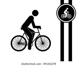 bicyclist - black and white vector icon