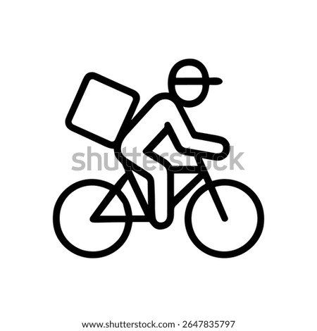 Bicyclist delivering a package quickly. Icon symbol illustration