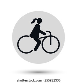 Bicyclist girl icon, transport vector symbol