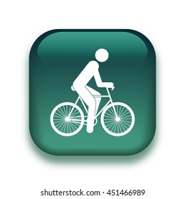 bicyclist icon - glossy vector button
