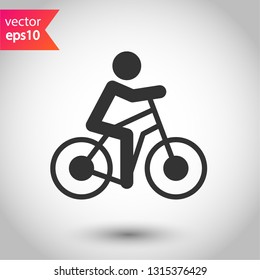 Bicyclist icon. Man on bicycle icon. Bicycle vector icon. Bicycle vector flat sign. EPS 10