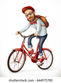 Bicyclist. Man On A Bicycle, 3d Vector Icon.