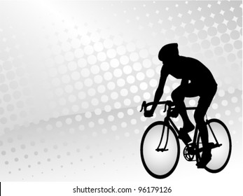 bicyclist on the abstract halftone background