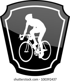 ciclista sobre emblema