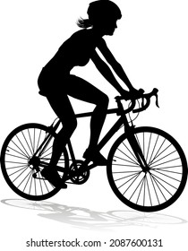 Bicyclist riding their bike and wearing a safety helmet in silhouette