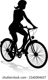 Bicyclist riding their bike and wearing a safety helmet in silhouette