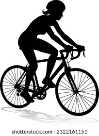 Bicyclist riding their bike and wearing a safety helmet in silhouette