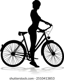 Ciclista andando de bicicleta e usando capacete de segurança na silhueta