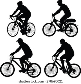 bicyclist silhouette collection - vector