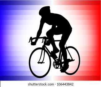 bicyclist silhouette on the tricolor background