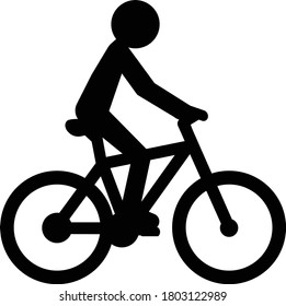bicyclist, simple bicycle and person, vector illustration