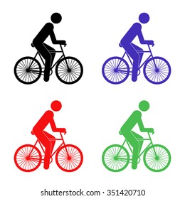 bicyclist vector icon - colored set