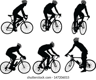 bicyclists silhouette - vector