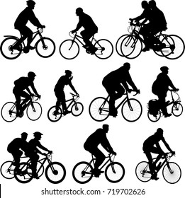 Bicyclists silhouettes collection - vector