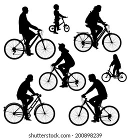 Bicyclists silhouettes collection. Vector illustration