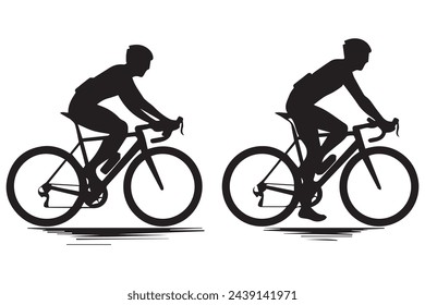 Colección de siluetas de ciclistas Ilustración vectorial